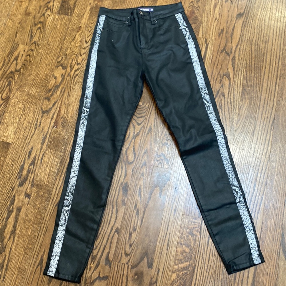 Tractor Blu Black Jeans with animal print stripe